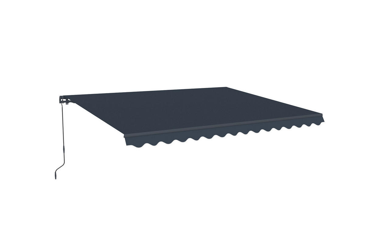 EINTEILIGE MARKISE Vecchio Grau 4m x 3m - Premium-Leinwand 320g/m² - Grau, Metall (395/270/300cm) - Cazeboo