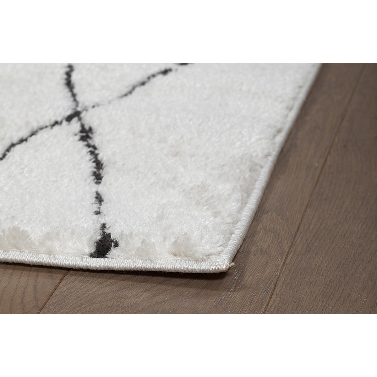 TEPPICH mit schwarzen Rautenmustern 200 x 300 cm SILAN - Beige, Textil (200/300cm) - Miliboo