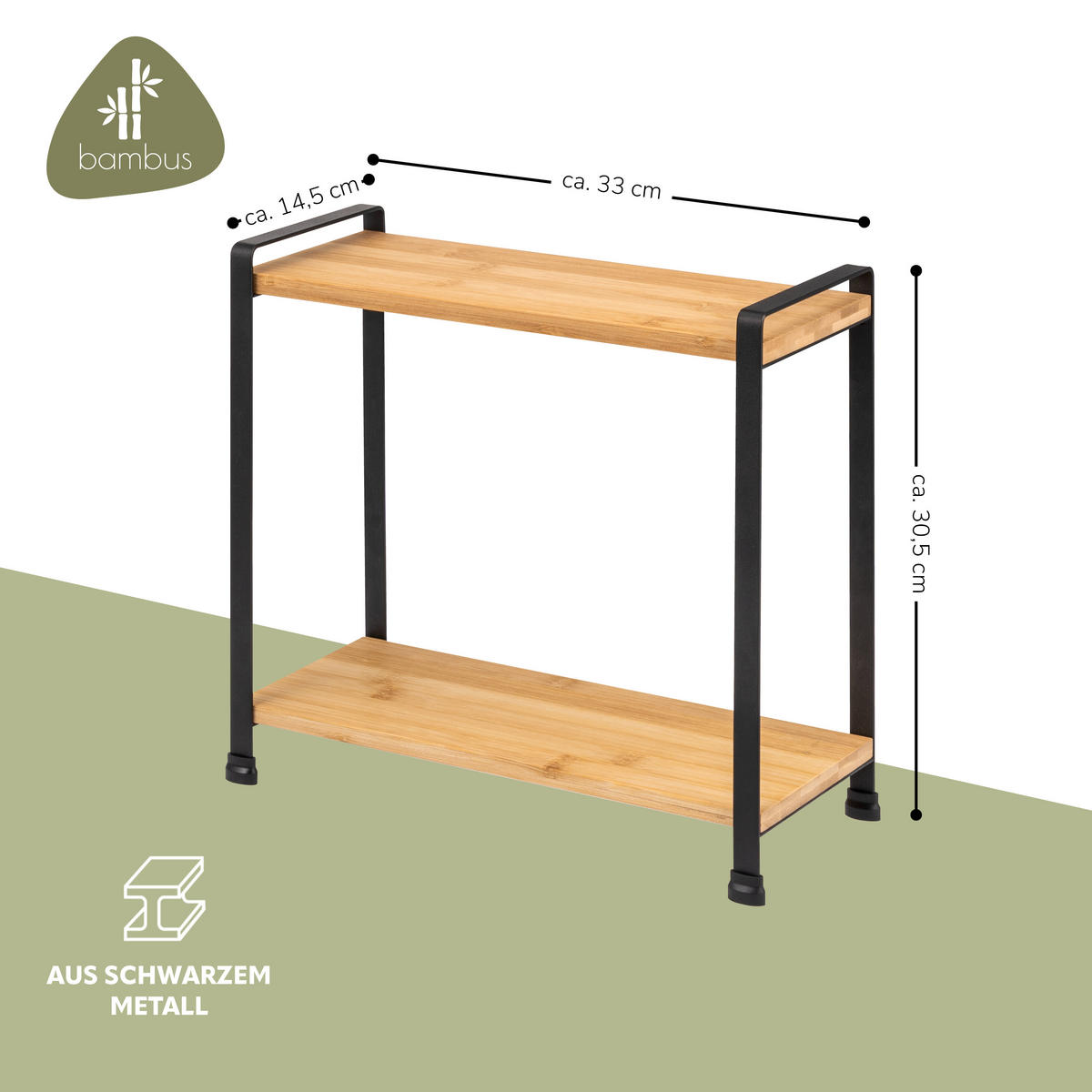 GEWÜRZREGAL Bambus/Metall schwarz - Schwarz, Holz (33/30.5/14.5cm) - eluno