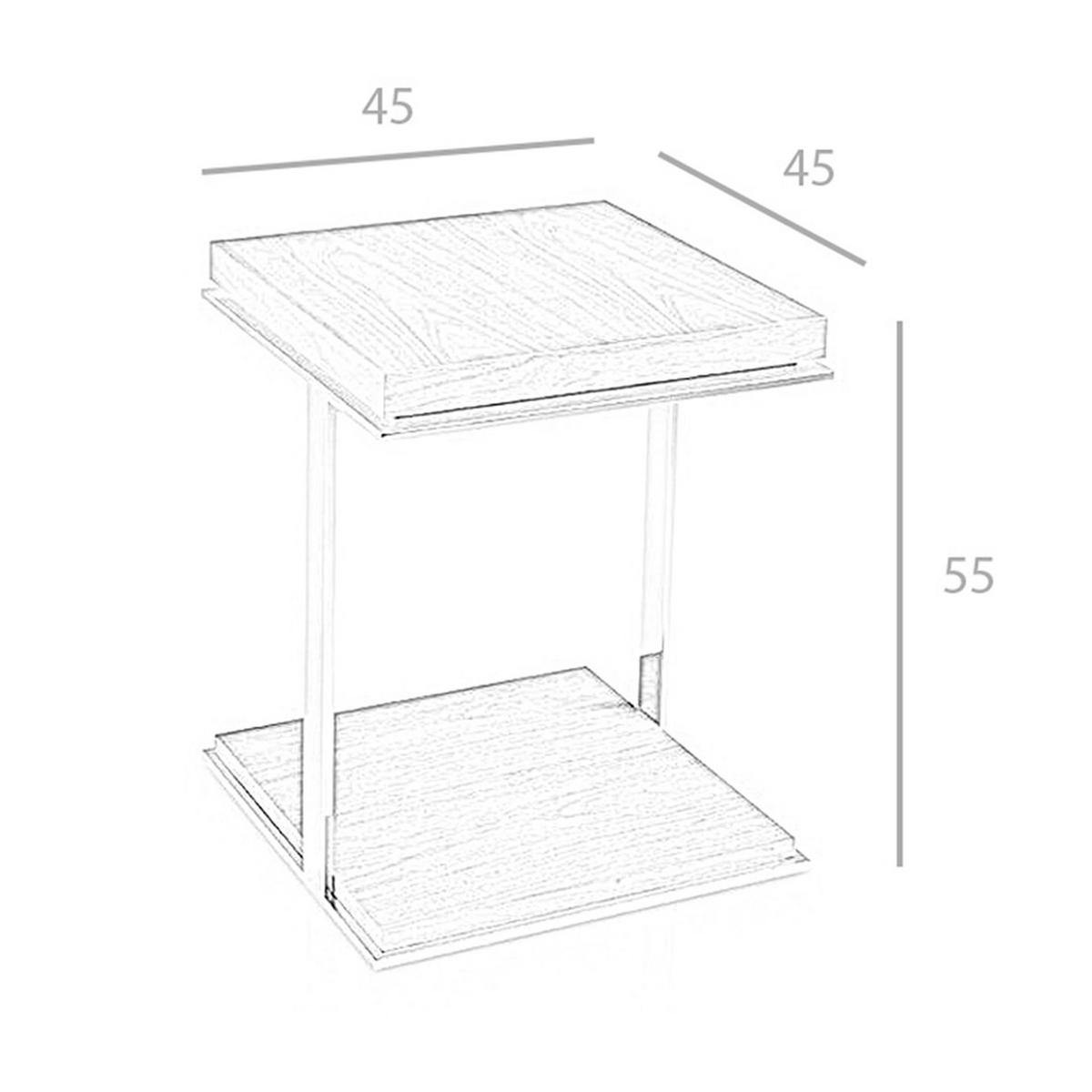 ECKTISCH Quadratischer Ecktisch Nussbaum und verchromter Stahl 45/45/55 cm - Edelstahlfarben/Nussbaumfarben, Holz/Metall (45/45/55cm) - ANGEL CERDA