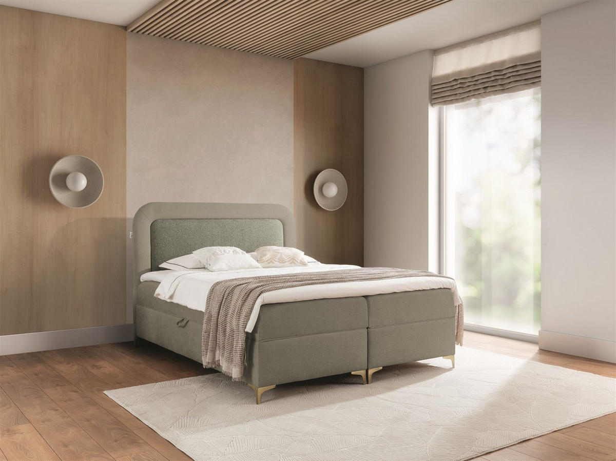 BOXBETT Willow - Grün, Holzwerkstoff/Textil (200/200cm) - Fun Möbel