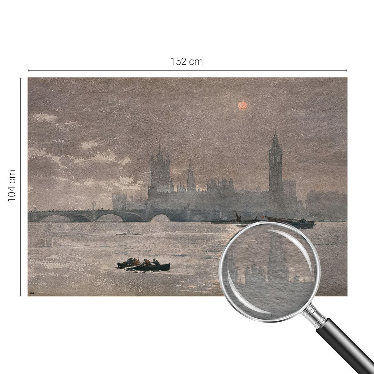 FOTOTAPETE 152x104 cm - Nachtpanorama - Grau, Textil (152/104cm) - Wallfluent