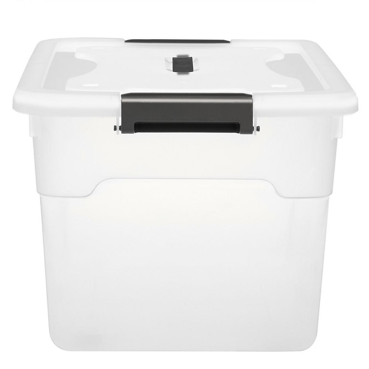 AUFBEWAHRUNGSBOX mit Deckel 30L semitransparent (4er-Set) - Weiß, Kunststoff (33/26/45cm) - Juskys