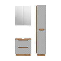 KOUPELNOVÝ NÁBYTEK Lotta Dub/šedá se strukturou dlaždic - šedá/barva dubu, kompozitní dřevo (59.8/62.5/32cm) - Vicco