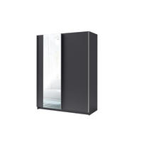 SCHWEBETÜRENSCHRANK ELRON 150,6/198,5/62cm 2-türig mit Spiegel Graphitfarben - Graphitfarben, Holzwerkstoff (150.6/198.5/62cm) - MASSENO
