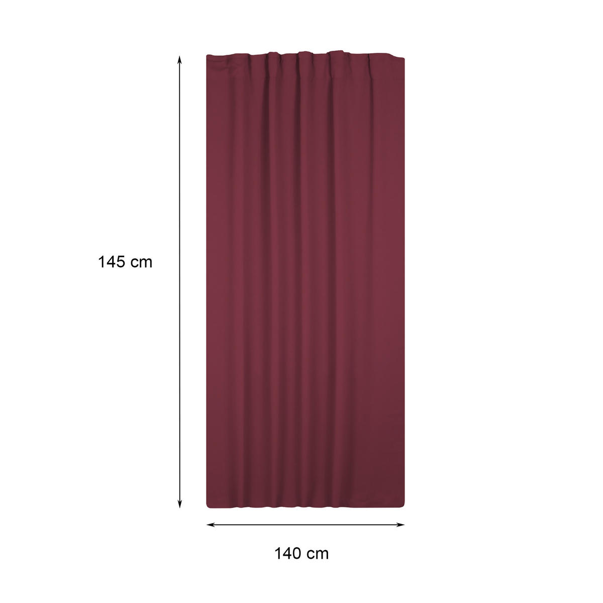VERDUNKELUNGSVORHANG Kräuselband 140/145 cm Bordeaux - Bordeaux, Textil (140/145cm) - TiborTex