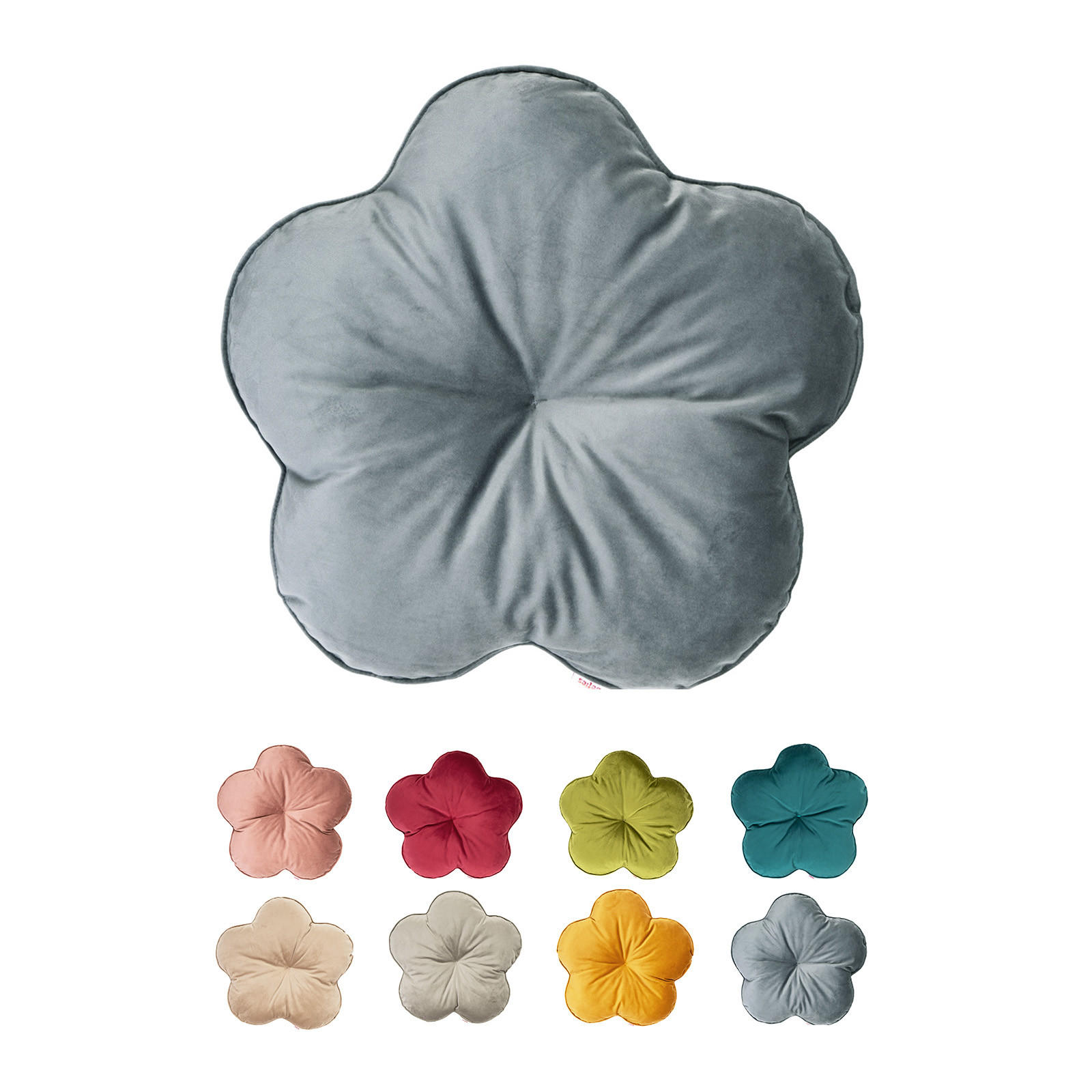 KISSEN-BLUME Samt&Sonders stein-grau 50 cm Ø - Grau, Textil (50cm) - beties Heimtextil