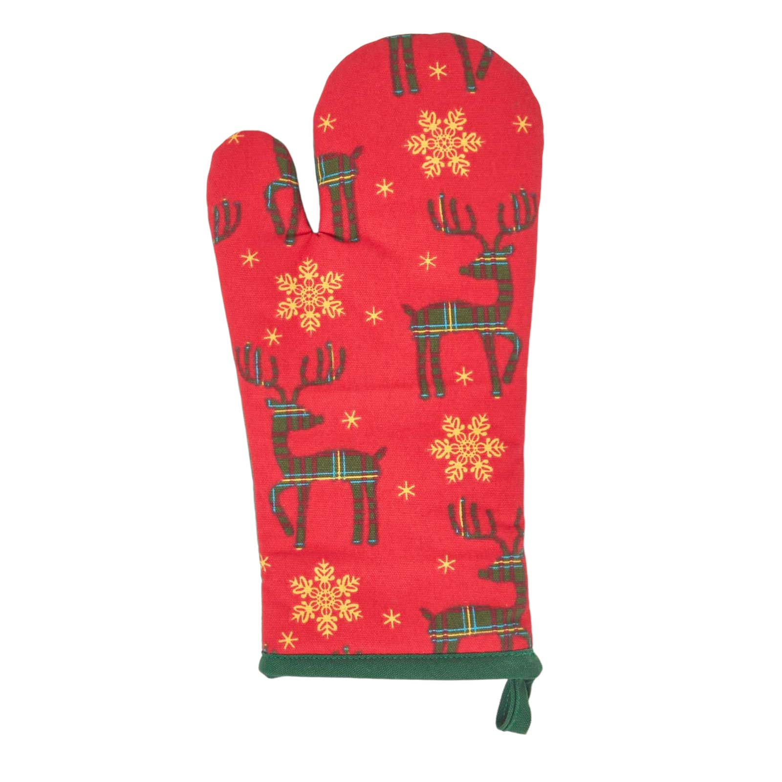 WEIHNACHTS-OFENHANDSCHUH Rentier, 18/32 cm - Rot, Textil (18/32cm) - Homescapes