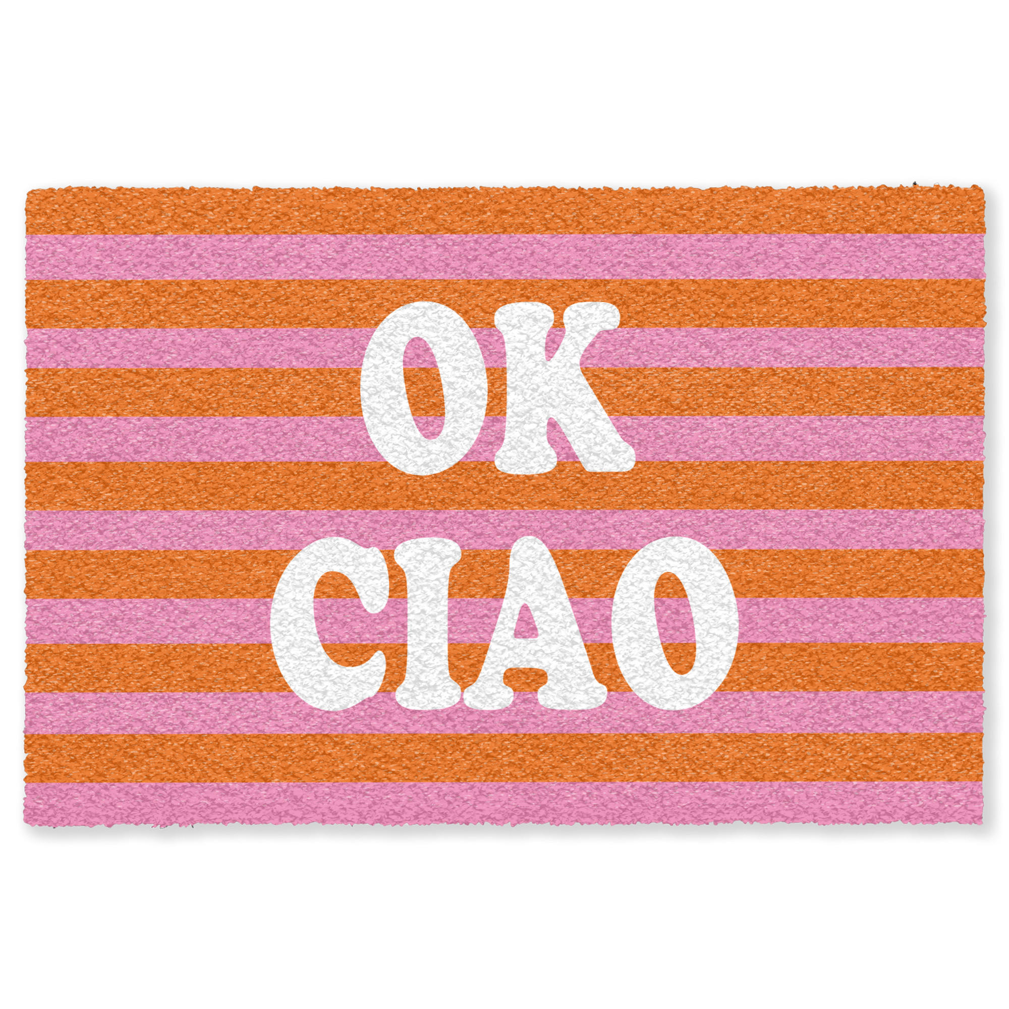 FUSSMATTE Ciao - Zitat - Streifen Sauberlaufmatte 180x120 cm - Orange, Kunststoff (180/120cm) - MuchoWow