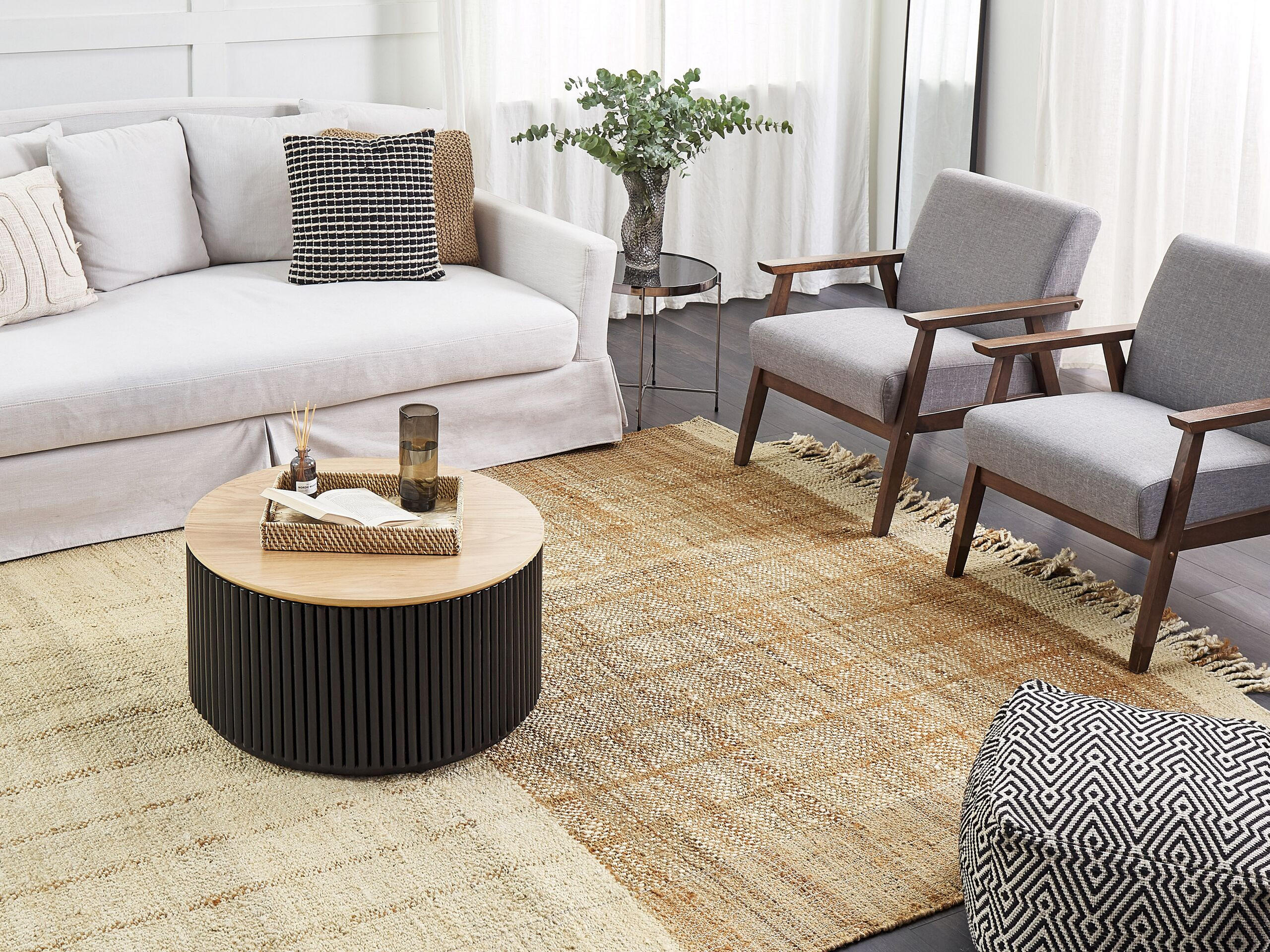 TEPPICH geflochten Karkin 300/200 cm - Beige, Naturmaterialen (200/300cm) - Beliani