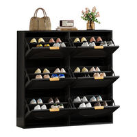 SCHUHSCHRANK aus MDF 118x25x115cm in Schwarz mit Kippsicherung - Schwarz, Holzwerkstoff (118/115/25cm) - Modfu