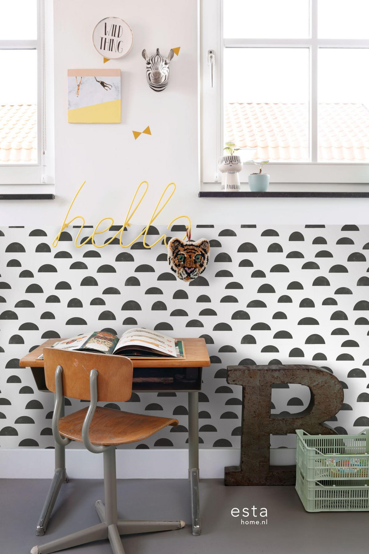 TAPETE grafisches Motiv 53 cm x 10.05 m - Schwarz, Papier (53/0.1cm) - ESTAhome