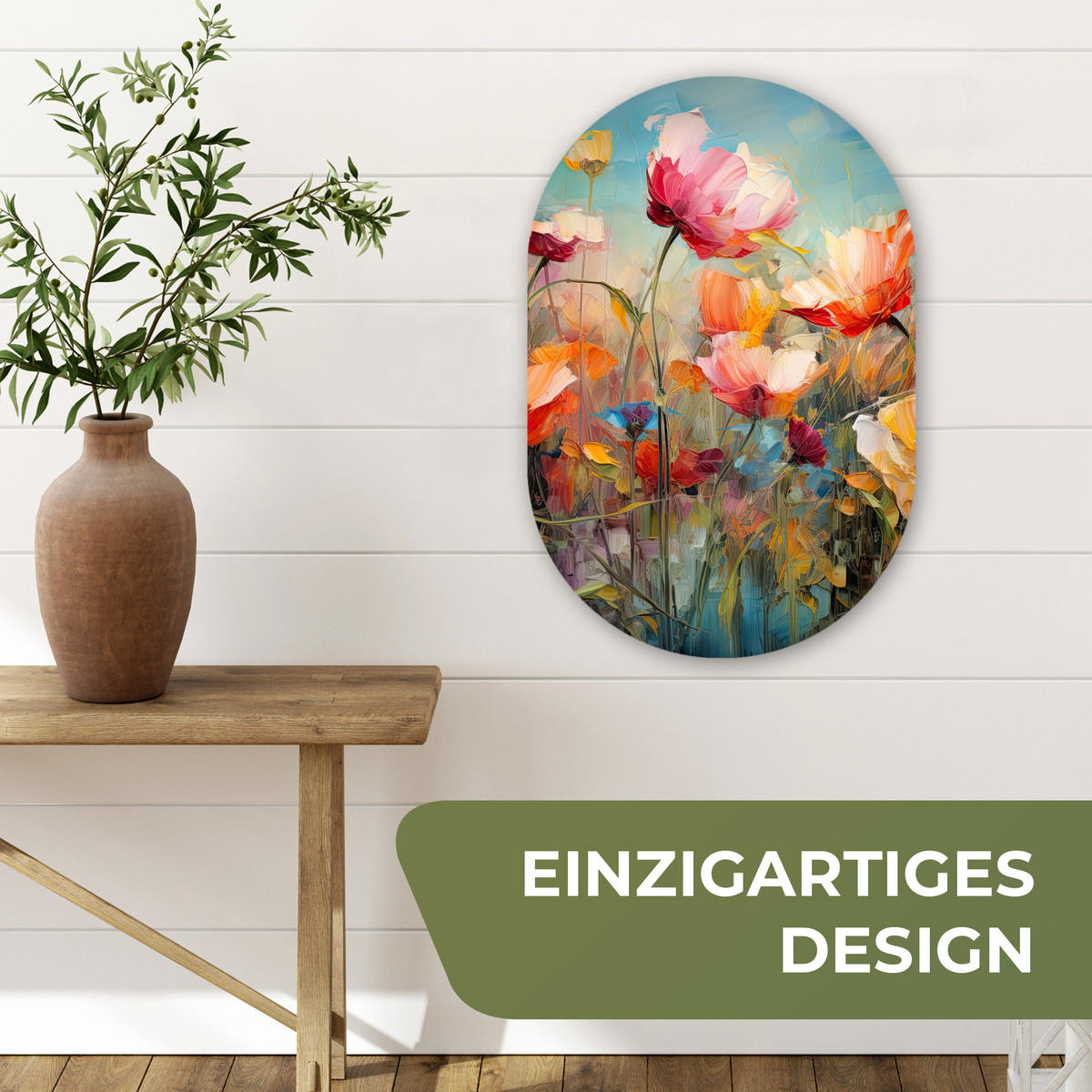 WANDBILD Blumen - Aquarell - Kunst - Botanisch - Natur 40x60 cm - Orange, Kunststoff (40/60cm) - MuchoWow