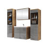 BADMÖBEL-SET Madrit II mit weißer LED Beleuchtung - Graubraun/Silberfarben, Holzwerkstoff/Kunststoff (132/132/30cm) - MIRJAN24