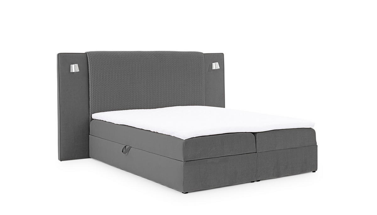 BOXBETT Marten überlänge Set.1 - Dunkelgrau, Holzwerkstoff/Textil (120/220cm) - Fun Möbel
