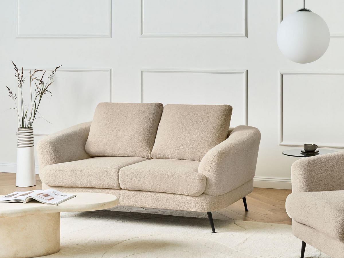 POHOVKA 2-místná Bouclé Světle béžová Kjaer - béžová, textil (155/100/100cm) - Beliani
