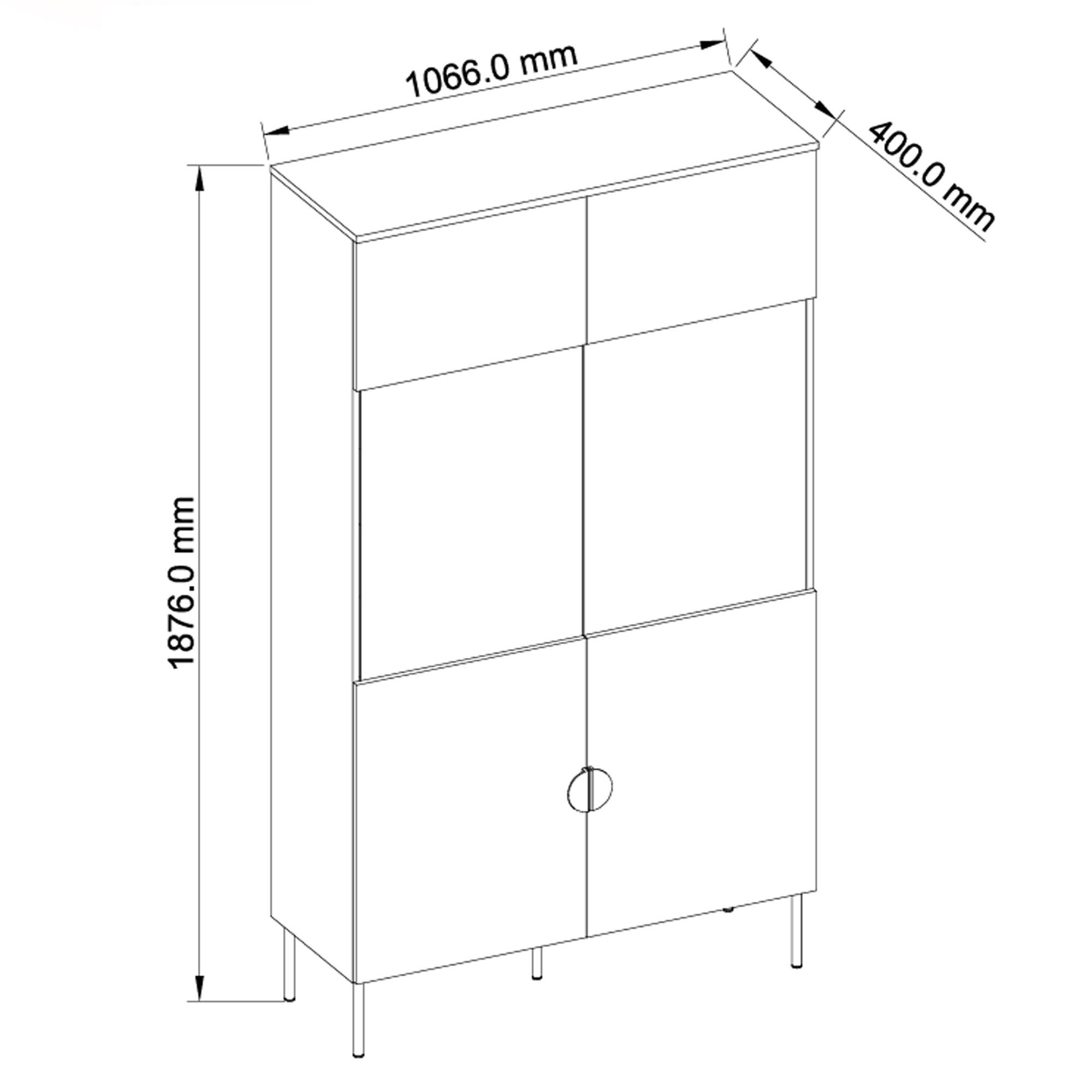 STANDVITRINE VIDIS Vitrinenschrank - Schwarz, Holzwerkstoff (107/188/40cm) - KONSIMO®