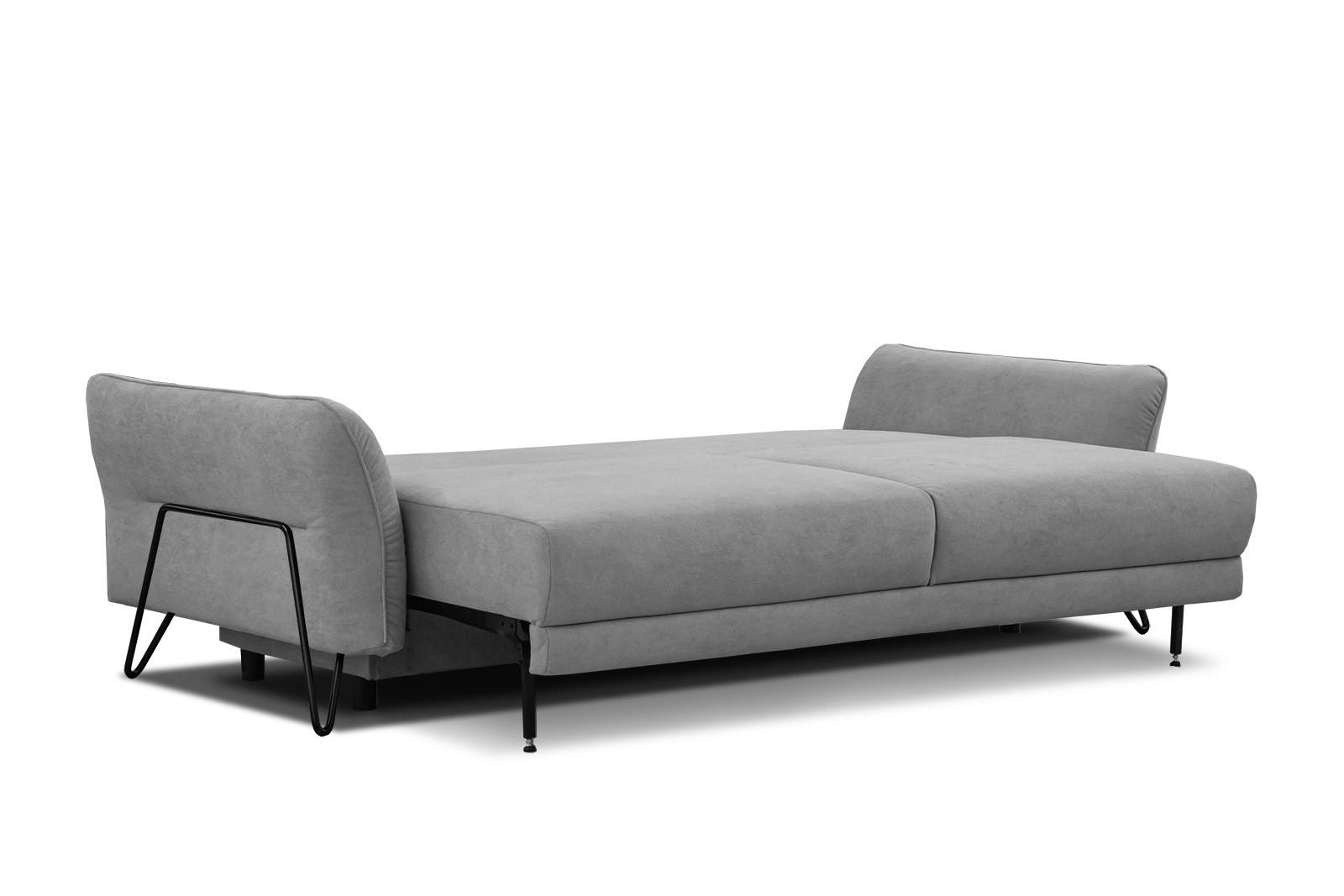 SOFA LOREM 3-Sitzer mit Schlaffunktion, grau - Schwarz/Grau, Holz/Textil (232/90/107cm) - Courtois Laville