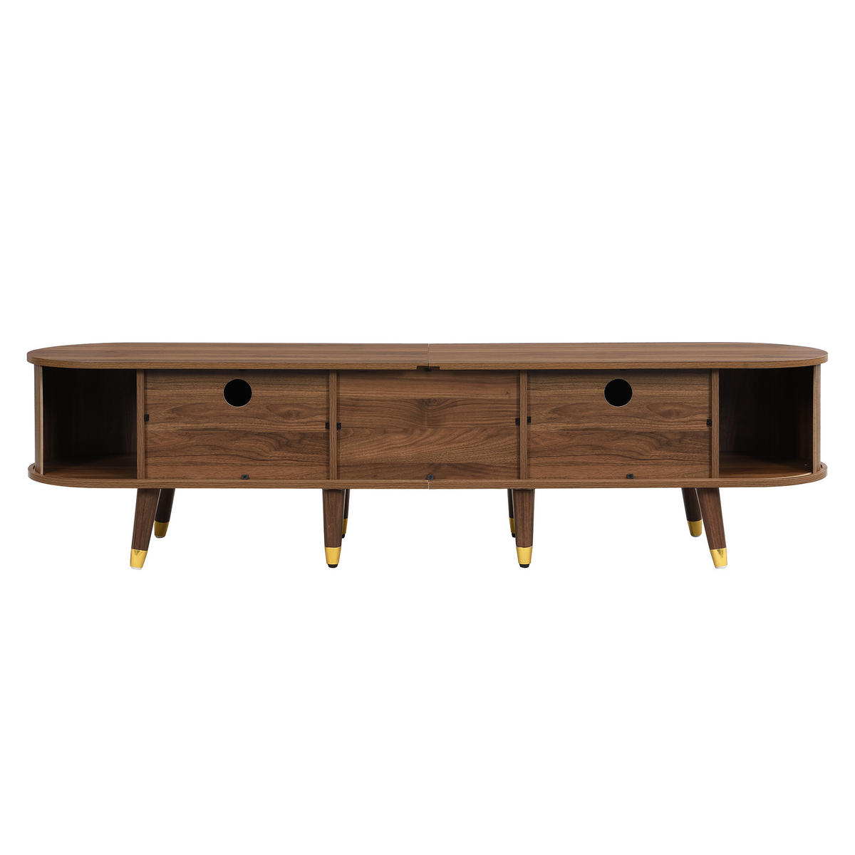 TV-ELEMENT 175 cm Walnussoptik MDF mit Rattan-Schiebetür und Stauraum - Nussbaumfarben, Holzwerkstoff (38/45/175cm) - Korfee