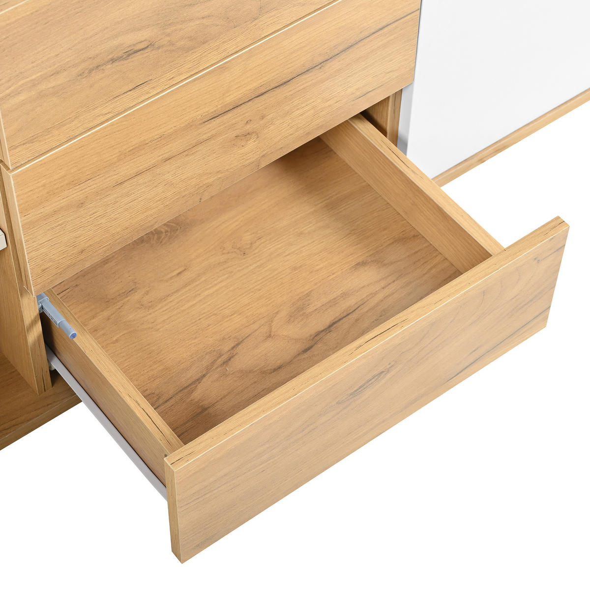 LOWBOARD 171.5/35/47 cm in Weiß/Holzfarbe aus MDF mit 3 Türen und 3 Schubladen - Weiß, Holzwerkstoff (35/47/171.5cm) - OKMYHOME