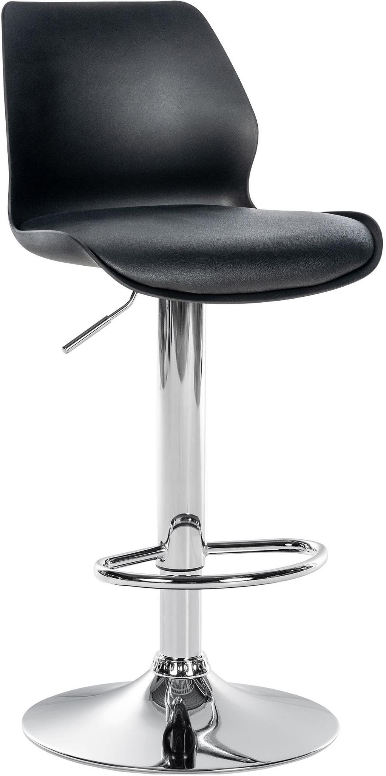 BARHOCKER Gilian Kunststoff schwarz - Chromfarben/Schwarz, Kunststoff/Metall (39/102/42cm) - TPFLiving