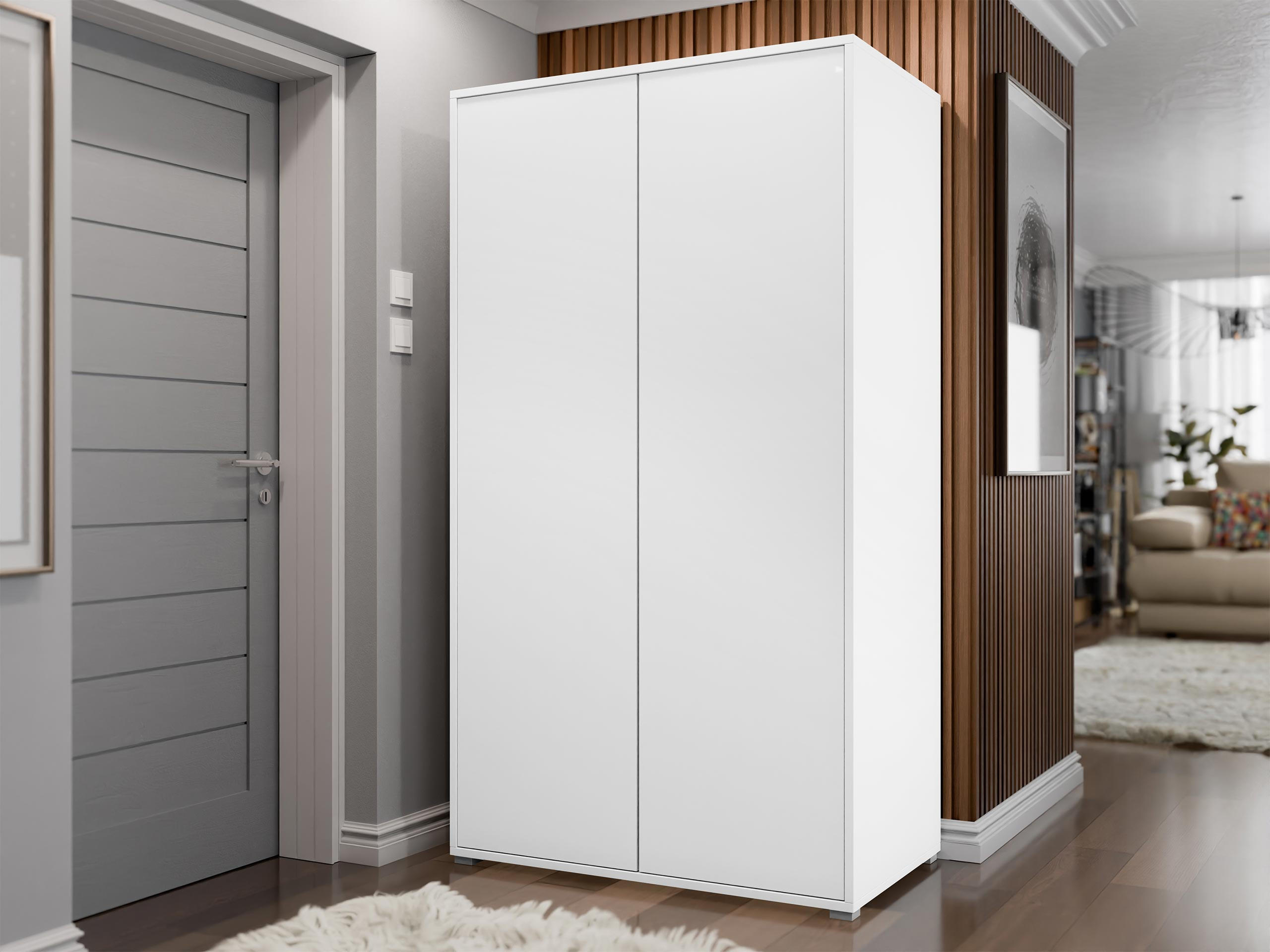 KLEIDERSCHRANK Gesita 2D - Silberfarben/Weiß, Holzwerkstoff/Kunststoff (100/178/59cm) - MIRJAN24