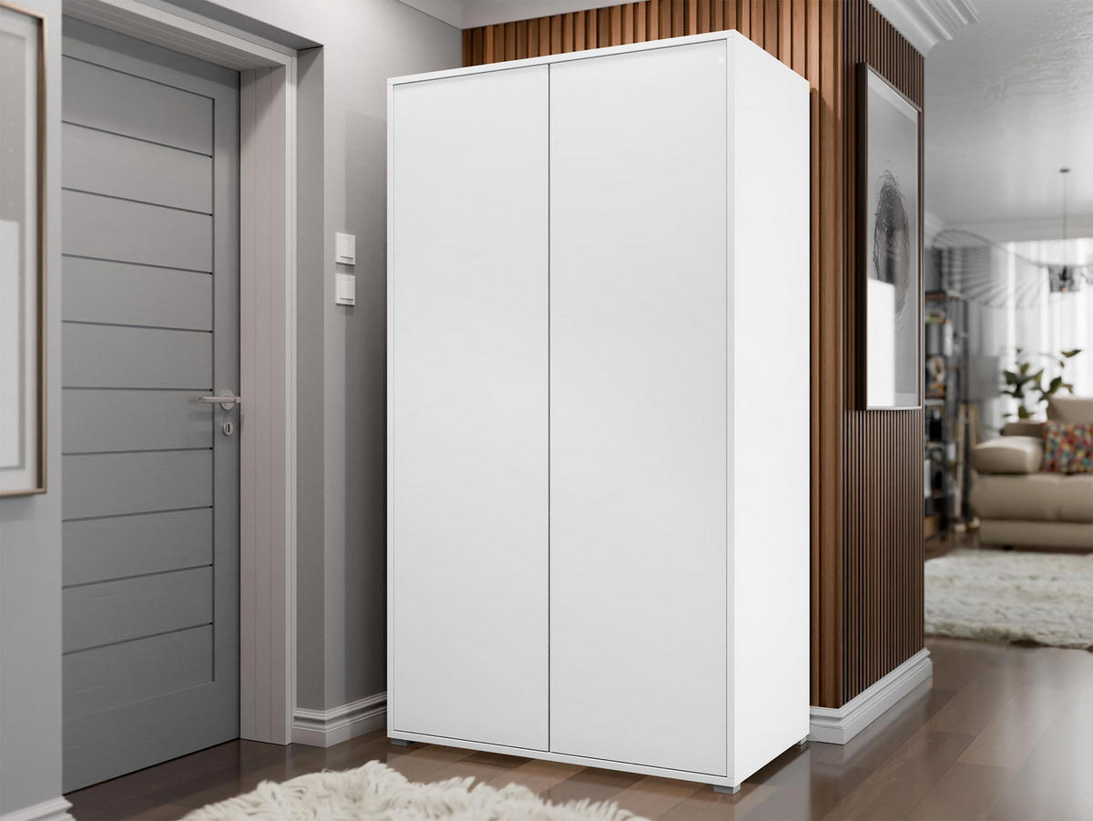 KLEIDERSCHRANK Gesita 2D - Silberfarben/Weiß, Holzwerkstoff/Kunststoff (100/178/59cm) - MIRJAN24