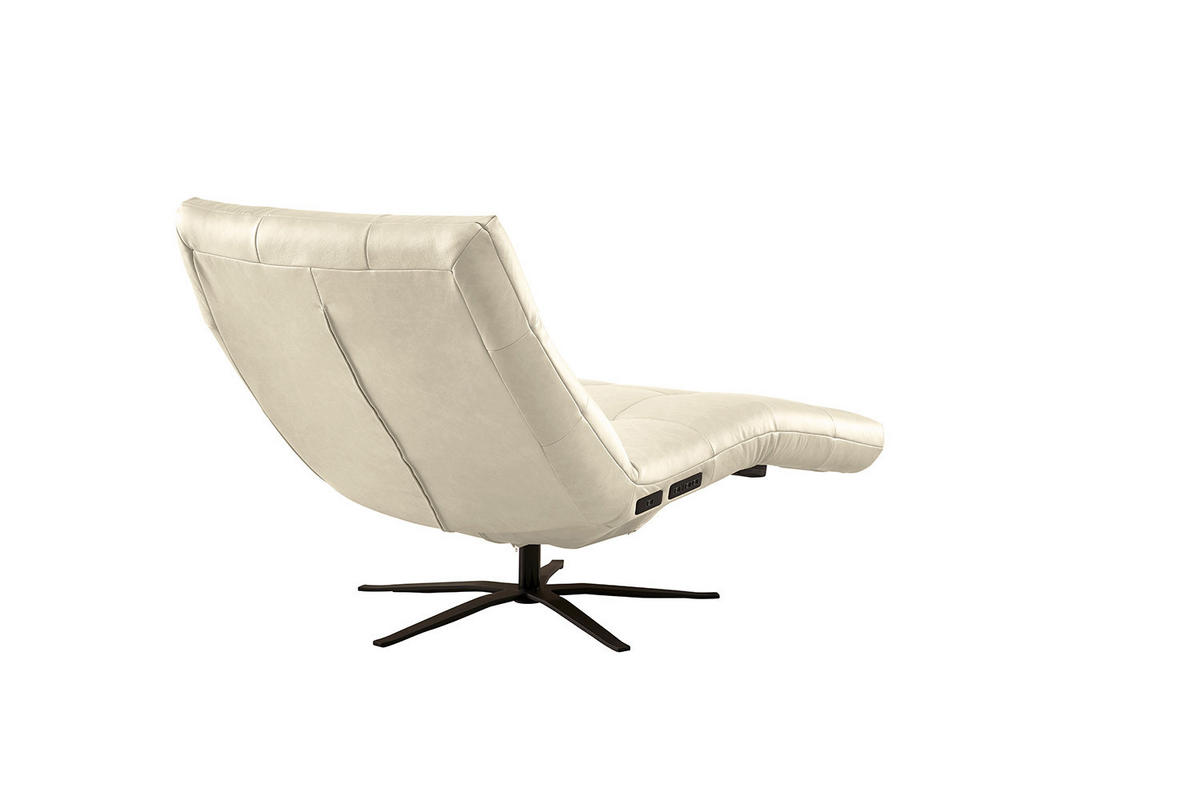 RELAXLIEGE LETICIA Weiß Leder - Schwarz/Weiß, Leder/Metall (82/115/156cm) - KAWOLA