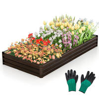 HOCHBEET Braun - Braun, Metall (120/30/240cm) - COSTWAY