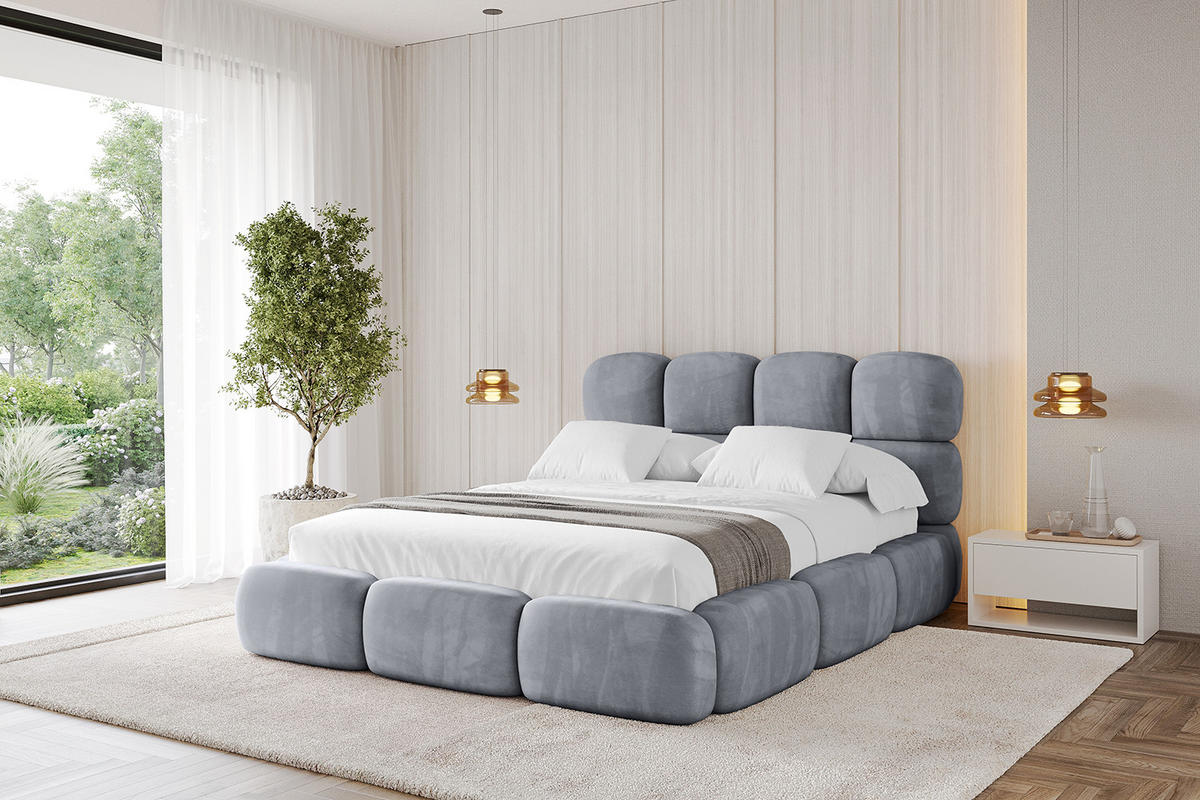 POLSTERBETT mit Bettkasten und Lattenrost, Bett mit Matratze H3/H4 - NOMA 120x200 Grau - Grau, Holzwerkstoff/Textil (120/200cm) - ALTDECOR