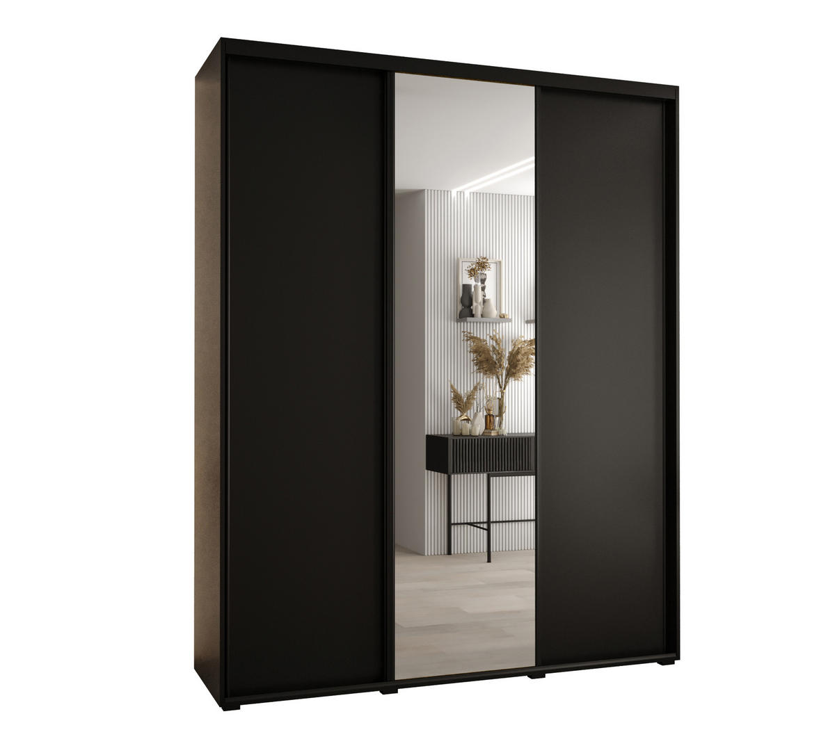 SCHWEBETÜRENSCHRANK 235,2/200/45 3-türig - Schwarz, Holz/Metall (200/235/45cm) - Abiks Möbel