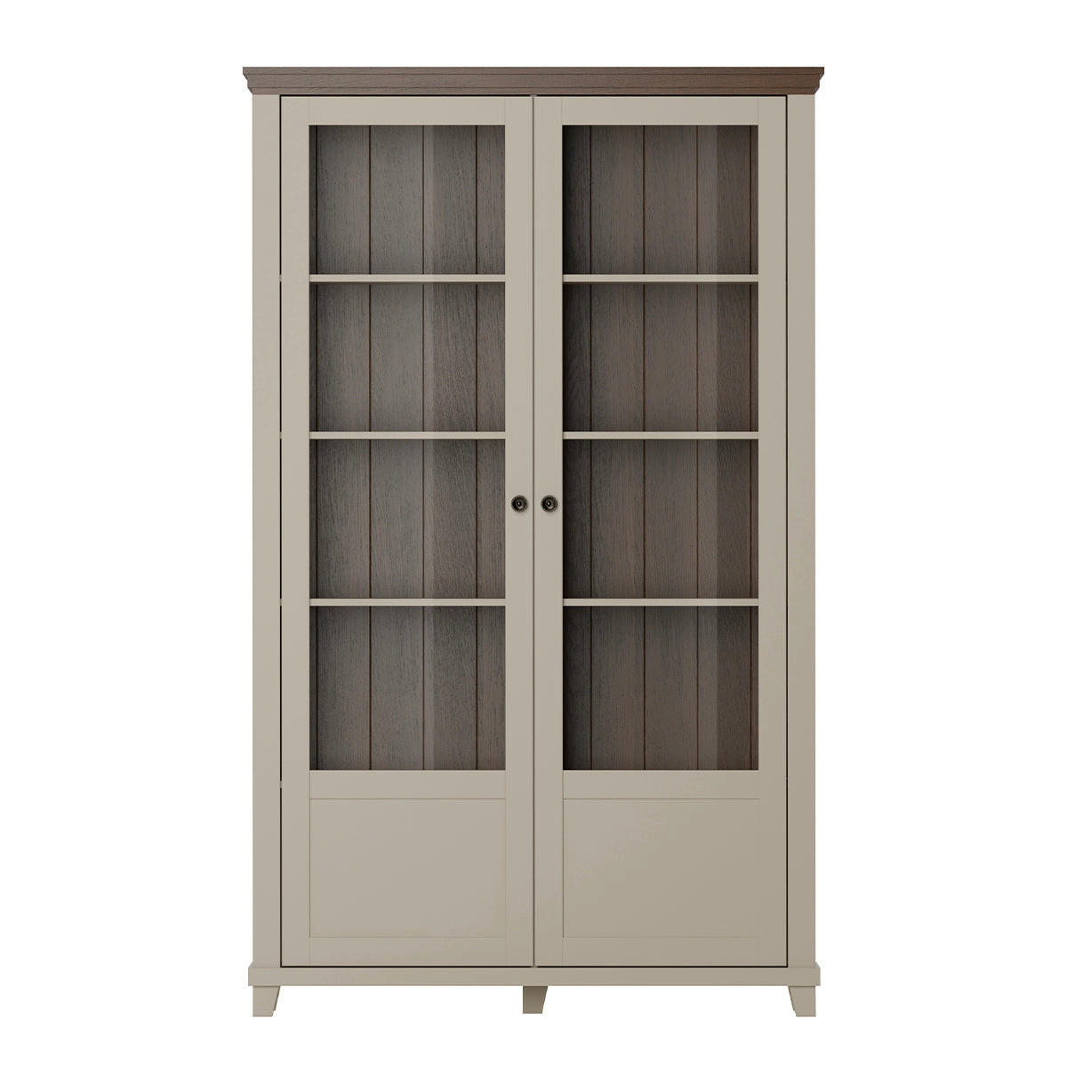 VITRINE Martin Beige und Holz - Beige, Holzwerkstoff (126.1/200/42cm) - Petits-meubles