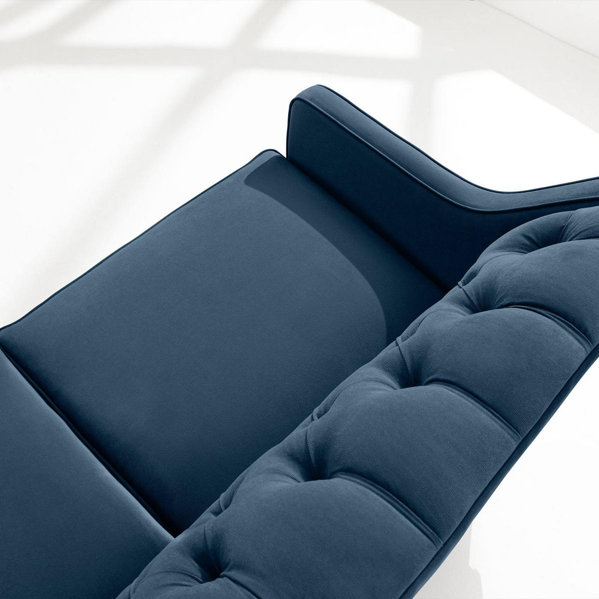 3-SITZER-SOFA NOMUS Velours, gesteppt, Marineblau - Wengefarben/Dunkelblau, Holz/Holzwerkstoff (192/78/80cm) - KONSIMO®