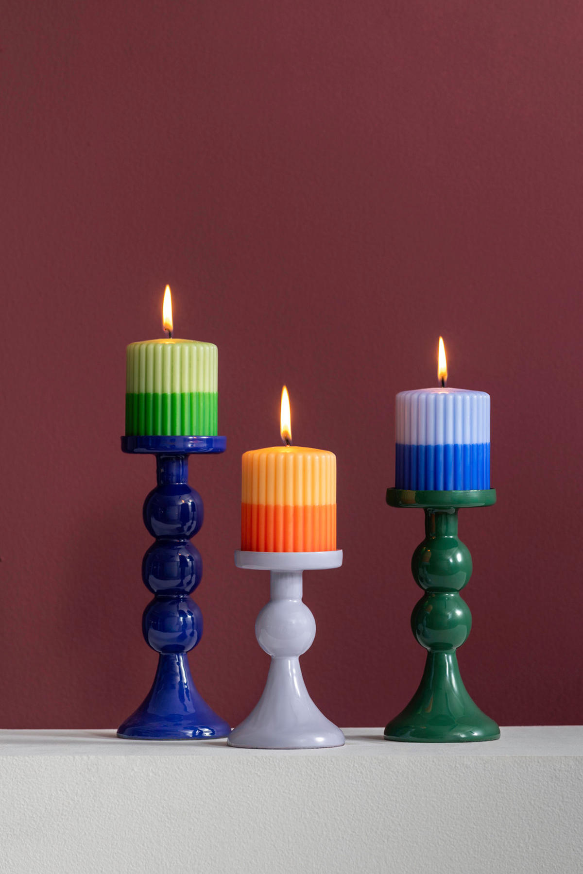 KERZENHALTER Funky Blau 8.5/8.5/23 cm - Blau, Metall (8.5/23/8.5cm) - Present Time