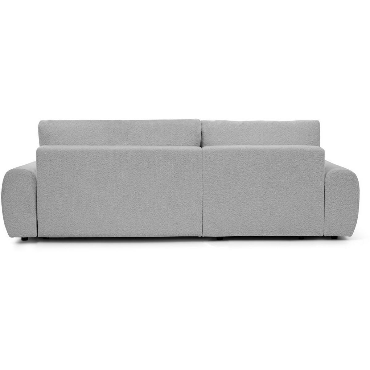 ECKSCHLAFSOFA Oliver im Bouclé-Gewebe, Hellgrau, links - Hellgrau/Schwarz, Textil (266/160cm) - Beautysofa