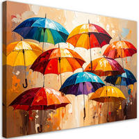 LEINWANDBILD Bunte Regenschirme Abstraktion 120x80cm - Multicolor, Textil (120/80cm) - Feeby