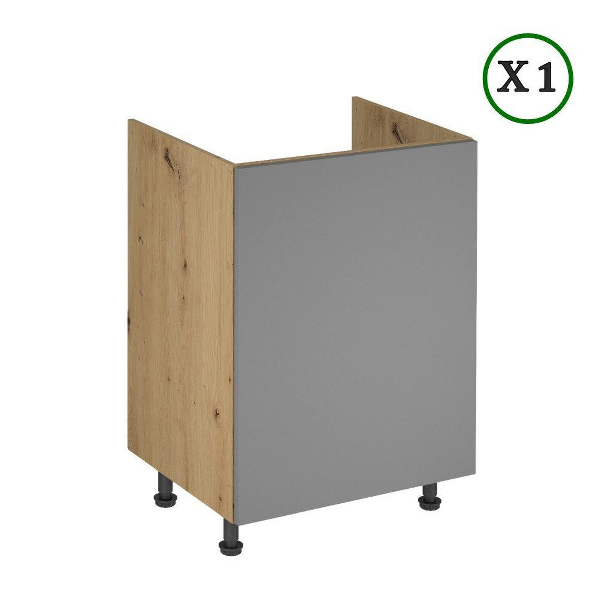 KÜCHENZEILE 360 cm - Langen K72-M360 in Beige/Matt - Beige/Schwarz, Holz/Metall (360/248/58cm)