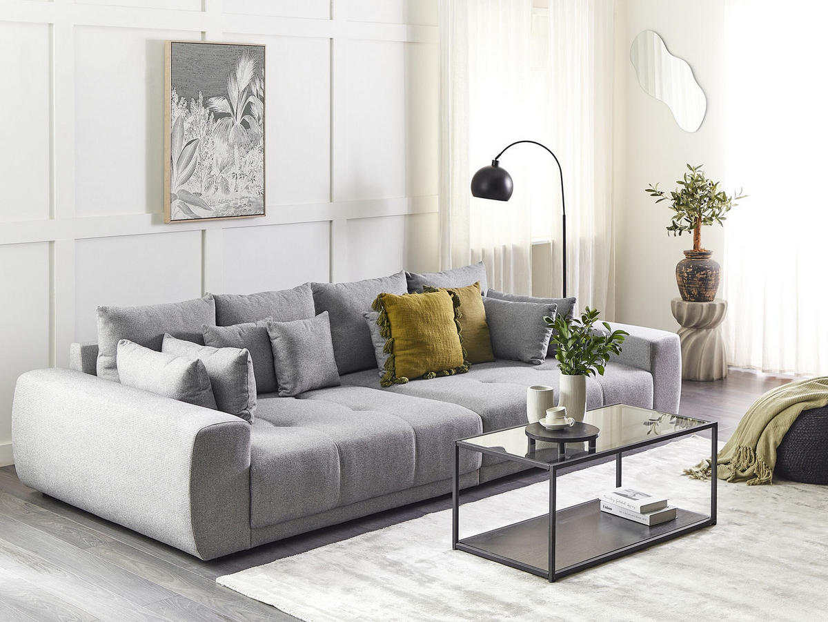 WOHNLANDSCHAFT Polsterbezug Grau Torpo - Grau, Textil (308/84/136cm) - Beliani
