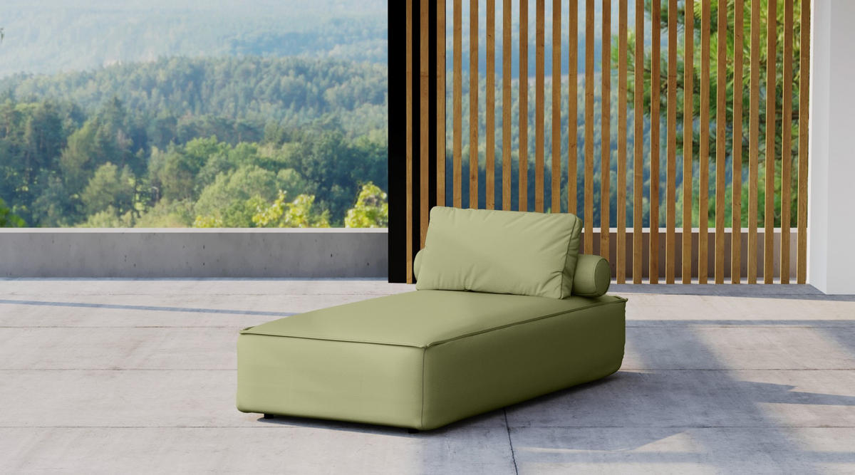 GARTENCHAISELONGUE Liegestuhl Für Den Garten MALIBU Hellgrün - Hellgrün, Holz (90/73/194cm) - Kaiser Möbel