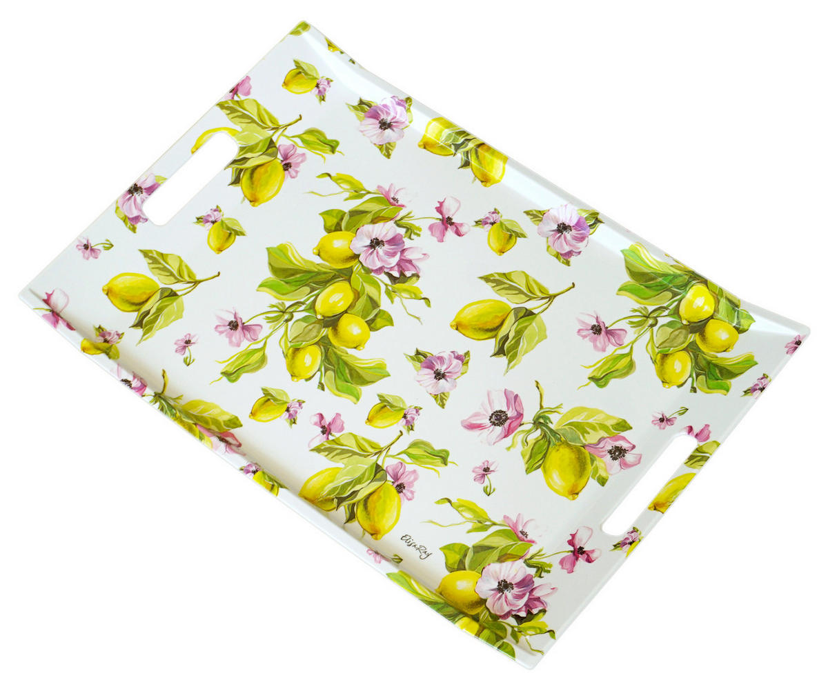 TABLETT Zitronen, rechteckige Serviertablett mit Griff 47x31 cm - Gelb, Kunststoff (31/3/47cm) - Lashuma
