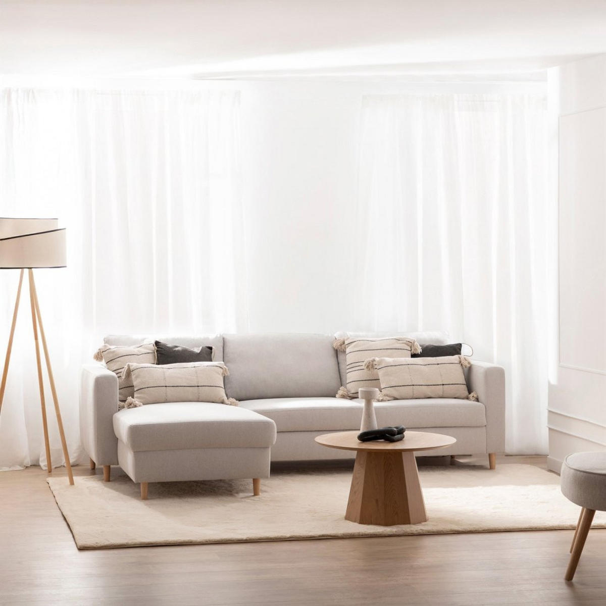 SOFA-CHAISELONGUE Beth Grau 245 cm x 83 cm - Grau, Textil (245/145cm) - Klast Home