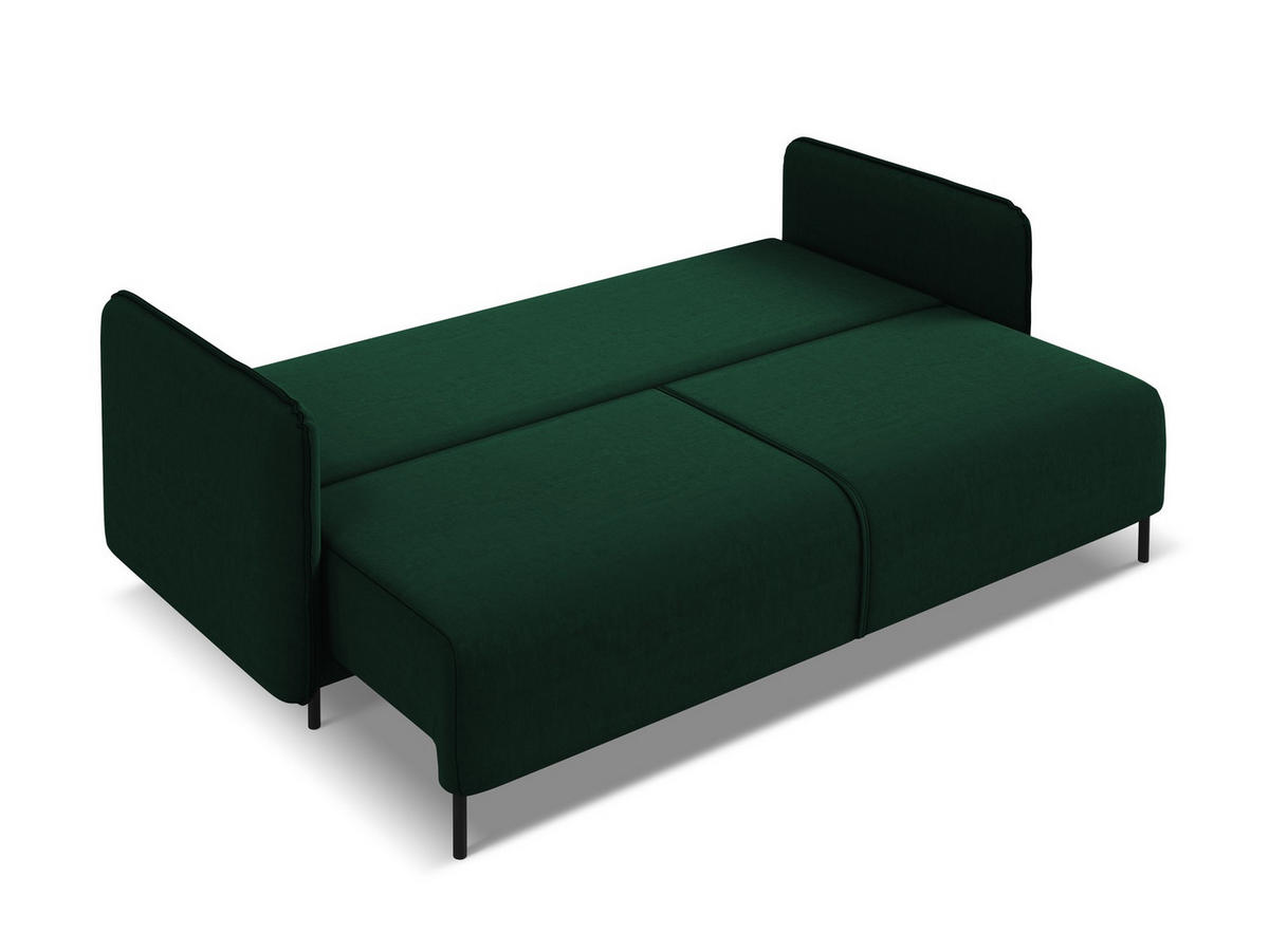 3-SITZER SOFA mit Schlaffunktion Samt Stoff Grün - Dunkelgrün/Schwarz, Holz/Textil (226/90/92cm) - Makamii