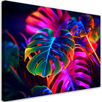 LEINWANDBILD Monstera fluoreszierende Blätter - Multicolor, Textil (100/70cm) - Feeby