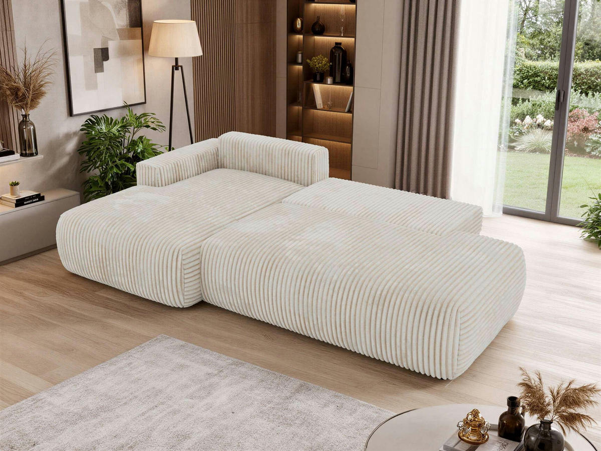 ROHOVÁ SEDAČKA TAREN L Béžová Manšestr - ľavá strana - čierna/béžová, textil/plast (170/292cm) - MKS