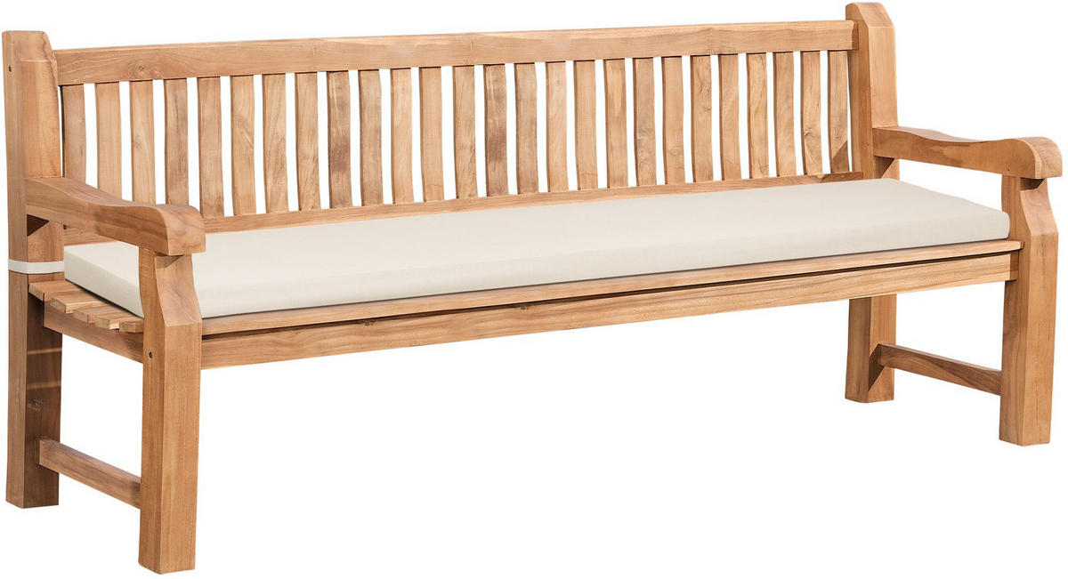 GARTENBANK Teakbank Dabel Holz Creme Holzbank 220cm - Creme, Holz (220/93/61cm) - DELUKE