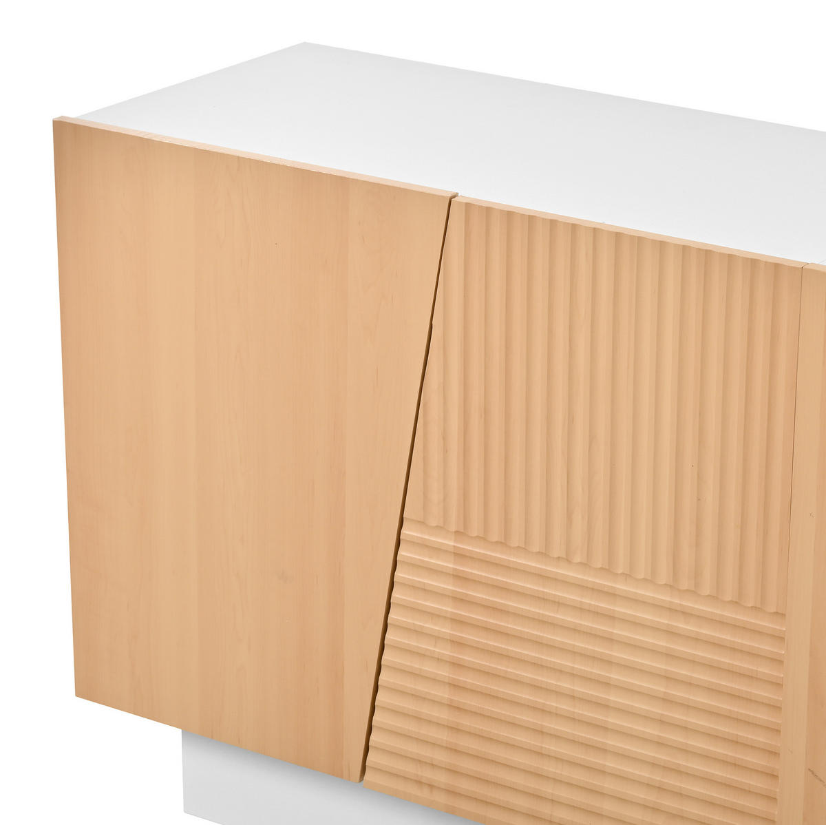 SIDEBOARD 160/40,5/72 cm Natur/Weiß aus MDF mit Rillentüren - Naturfarben, Holzwerkstoff (160/72/40.5cm) - OKWISH