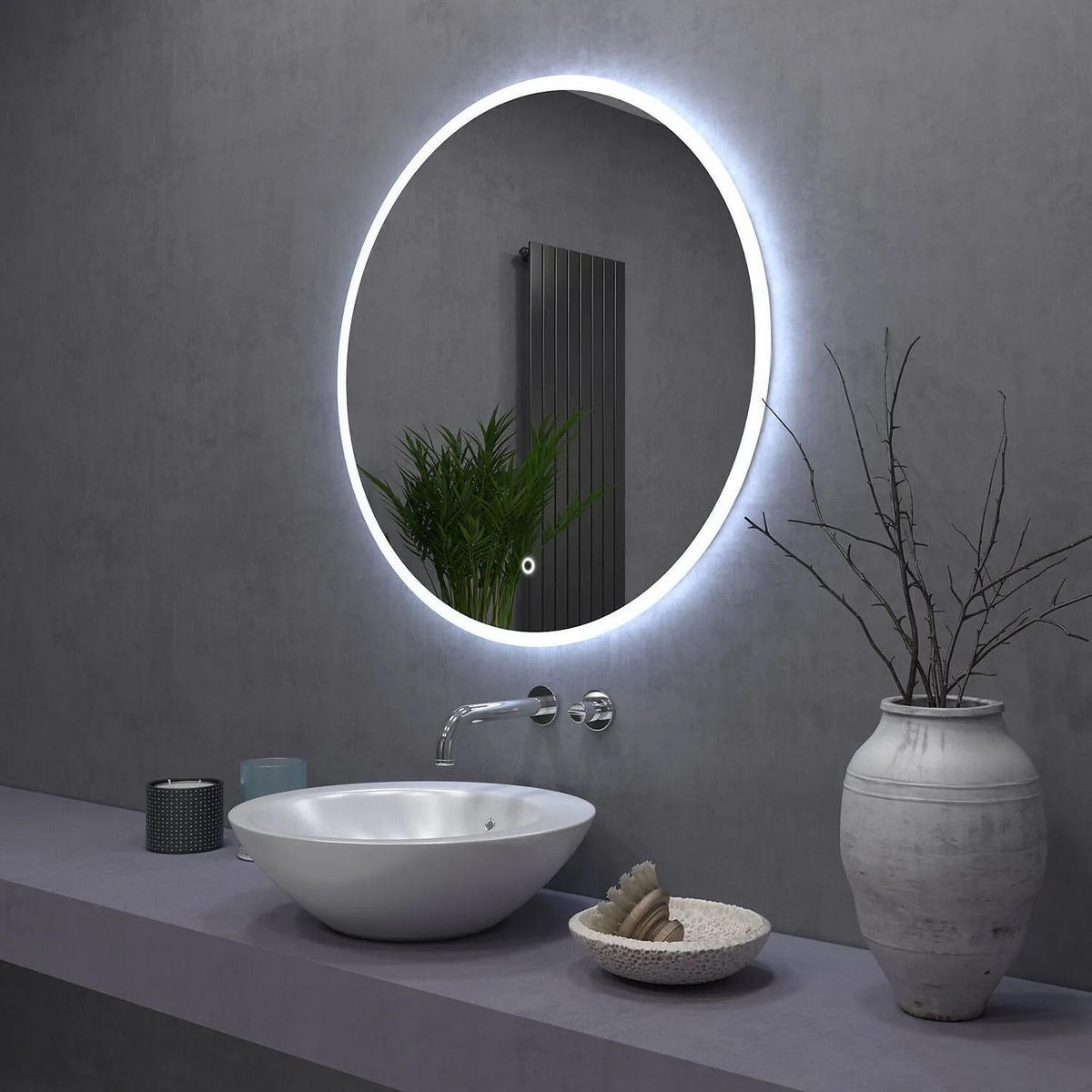 SPIEGEL Rea Led 70cm Ffj70 - Weiß, Glas (70/70/2cm) - REA