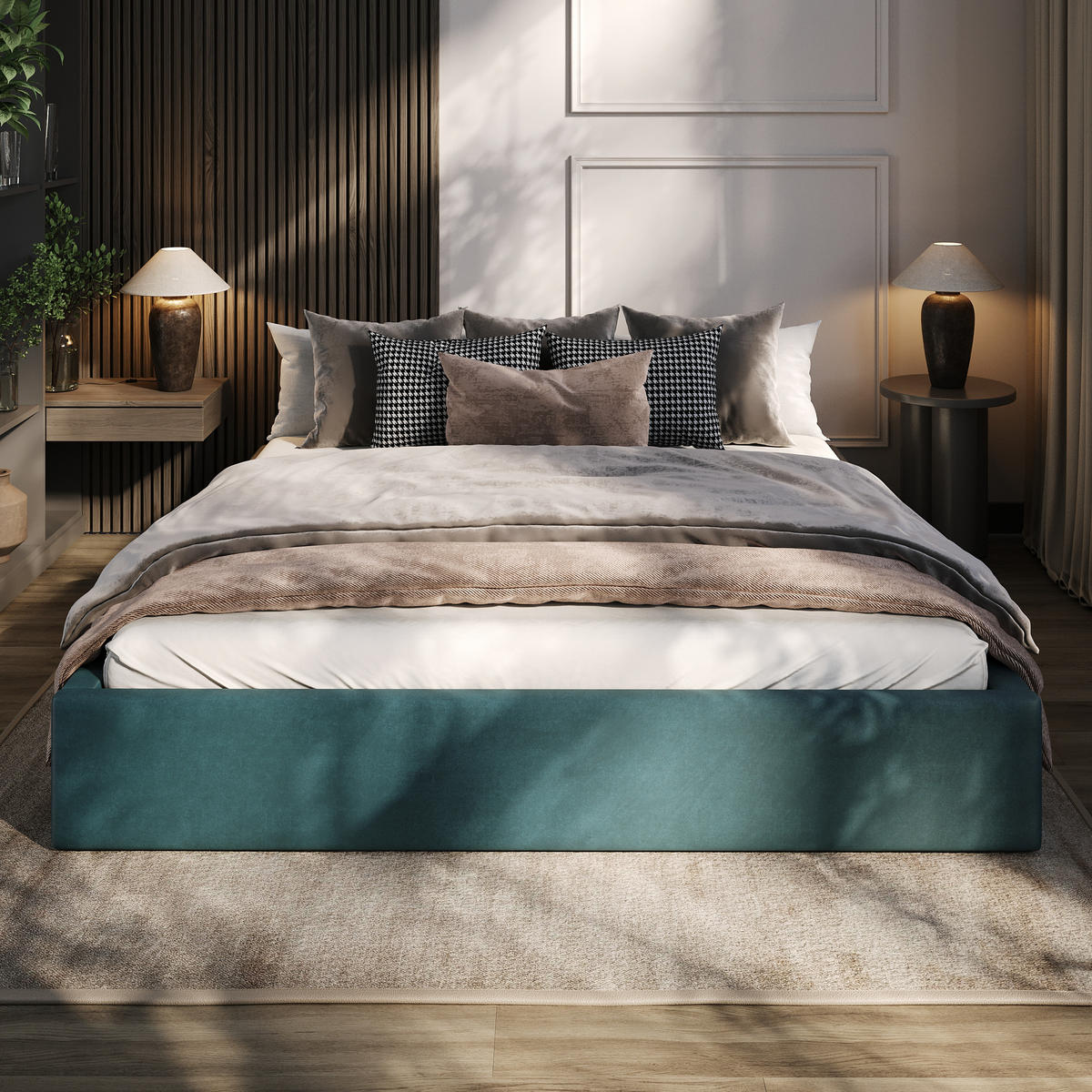 POLSTERBETT 180x200cm Bett mit Stauraum Lattenrost Türkis - Türkis, Holz/Holzwerkstoff (180/200cm) - Muralo