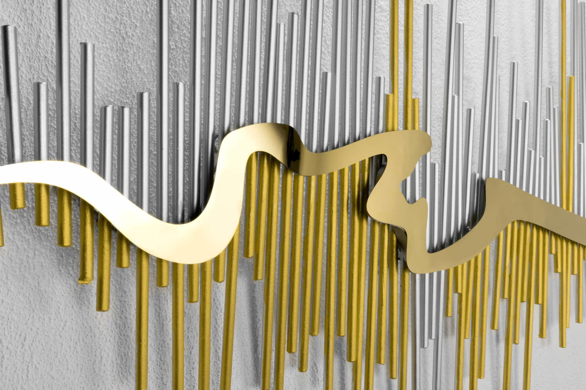 WANDDEKO Gold 107/53 cm - Silberfarben/Goldfarben, Metall (4.9/53/5cm) - KUNSTLOFT