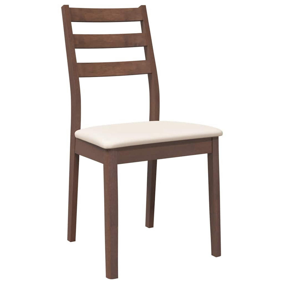 ESSZIMMERSTÜHLE mit Kissen 2 Stk. Braun Massivholz Gummibaum 48.5*49*90cm - Braun/Weiß, Holz (48.5/90/49cm) - ZMH